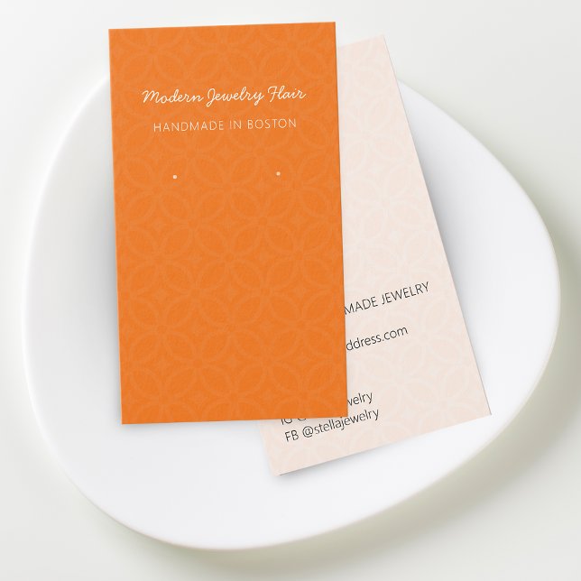 Modernt mönster orange örhänge visningskort visitkort (Modern Pattern Orange Earring Display Card)