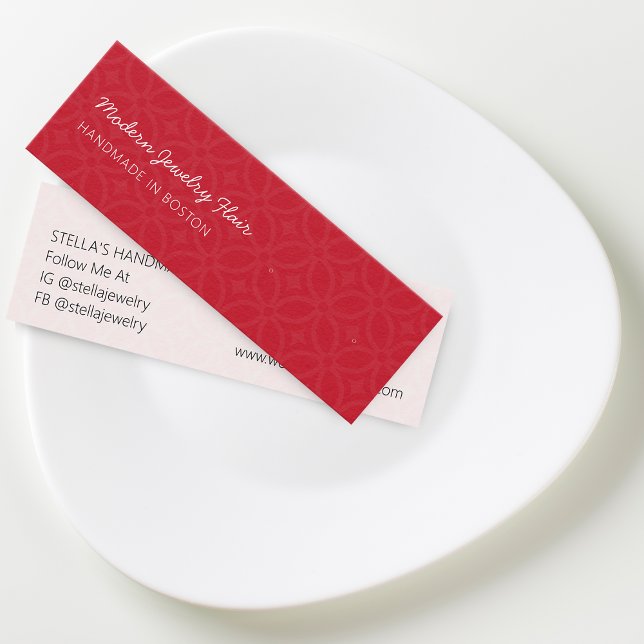 Modernt mönster röd örhänge displaykort litet visitkort (Modern Pattern Red Stud Earring Display Card)
