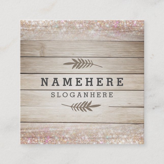 Modernt mörkt Wood glitter kvadrerar visitkorten Fyrkantigt Visitkort (Framsida)