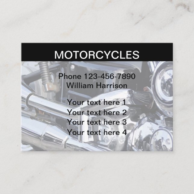 Modernt motorcykeltema visitkort (Framsida)