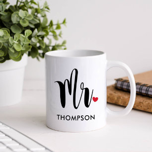 Modernt Mr Calligraphy Heart Monogram Kaffemugg