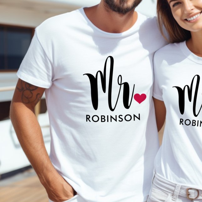 Modernt Mr Kalligrafi Hjärtmonogram Tröja (Skapare uppladdad)