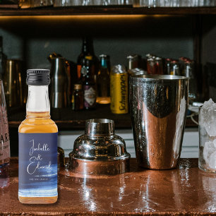 Modernt Navy Blått Akvarell Penseelstreek Mini Spritflaskor Etikett