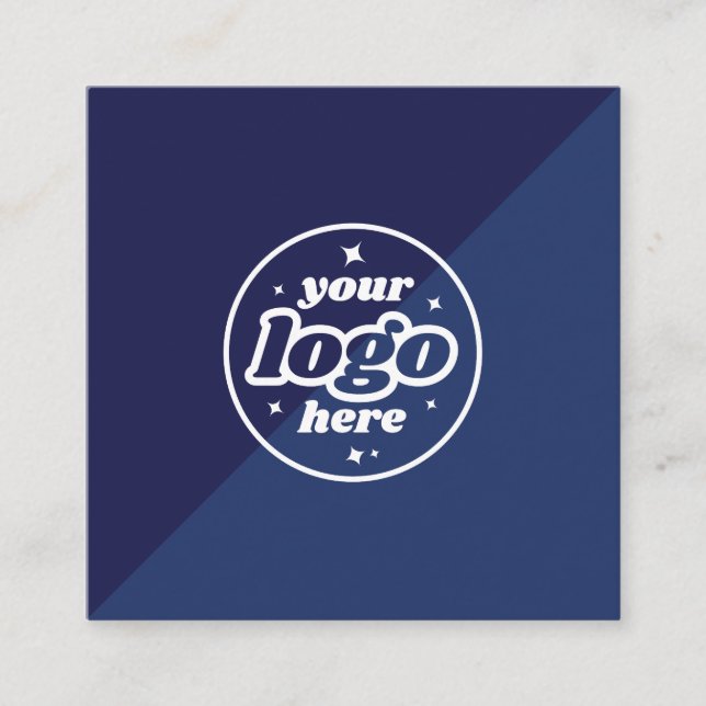Modernt Navyblått Logotyp Fyrkantigt Affärsbrevkor Visitkort (Framsida)