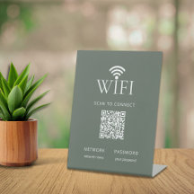 Modernt nedtonat grönt WiFi-nätverk Lösenords QR-k