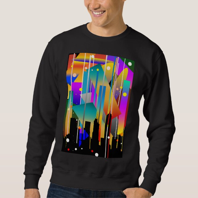 Modernt New York Geometriska Former Abstrakt Lång Ärmad Tröja (Framsida)
