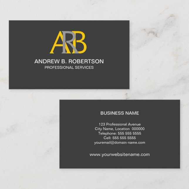 Modernt och Elegant Monogram Visitkort (Fram/baksida)