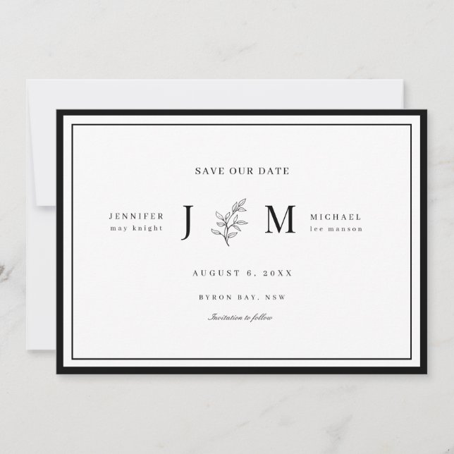 Modernt och minimalistiskt blad förhandsbesked inbjudningar (Framsida)