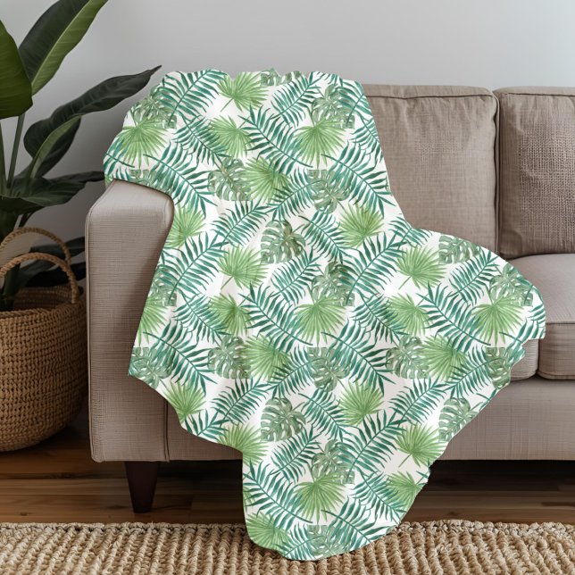 Modernt palmlövmönster fleecefilt (Modern Palm Leaves Pattern Fleece Blanket)