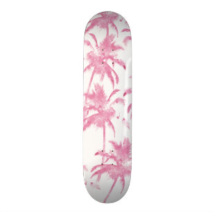 Modernt palmträdmönster för rosa vattenfärg skateboard bräda 19,5 cm