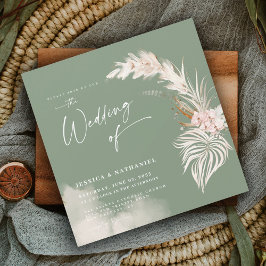 Modernt Pampasgräs Salvia Grön Boho Blommig Magnetisk Inbjudningskort