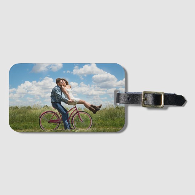 Modernt parfoto-souvenir bagagebricka (Framsida horisontal)