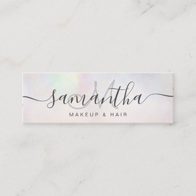 Modernt pärlemorfärg hår för makeup för mini visitkort (Framsida)