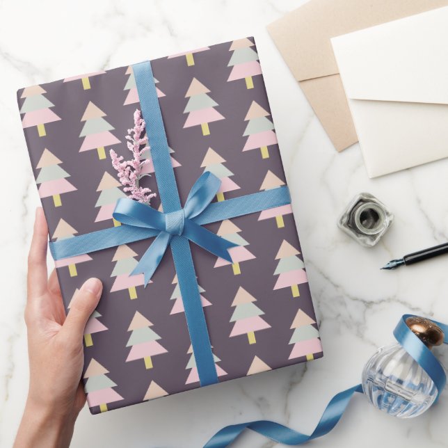 Modernt Pastellträd Vintermönster Presentpapper (Gifting)