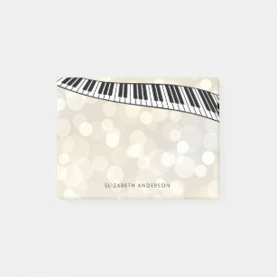 Modernt pianotangentbord på guld- Bokeh, personlig Post-it Block
