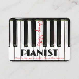 Modernt pianotangentbord Röd Svart pianist Visitkort