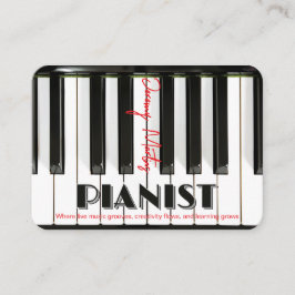 Modernt pianotangentbord Rött Svart pianist Visitkort