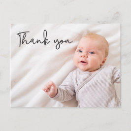 Modernt pojkbarnamärke Foto Födelse Tack Anpassad Meddelande Vykort
