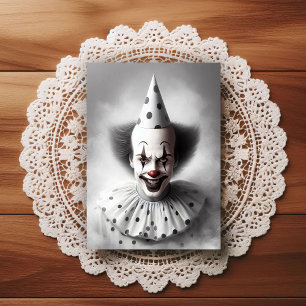 Modernt Porträtt av en Kuslig Clown Vykort