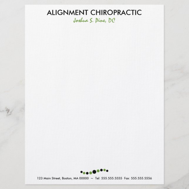 Modernt pricker Chiropracticbrevhuvudet Brevhuvud (Framsida)