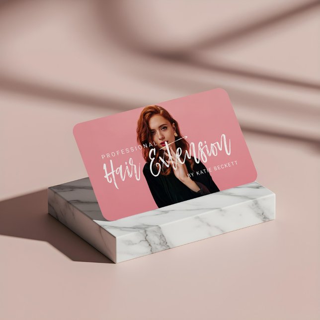 Modernt professionellt foto för hårförlängningsför visitkort (Modern Professional Hair Extension Business Photo Business Card)