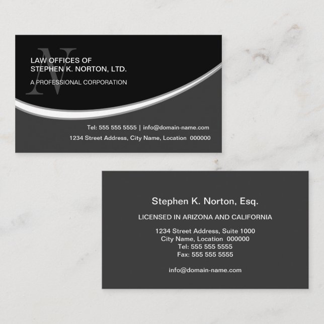 Modernt professionellt monogram visitkort (Fram/baksida)