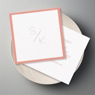 Modernt Pur Coral Vitt Monogram Visitkort