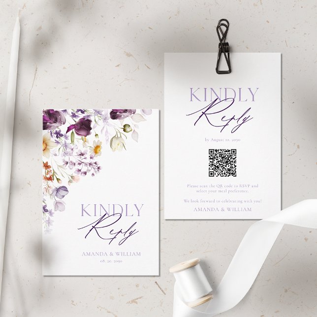 Modernt QR-kod-svarskort med blommor OSA Kort (Skapare uppladdad)