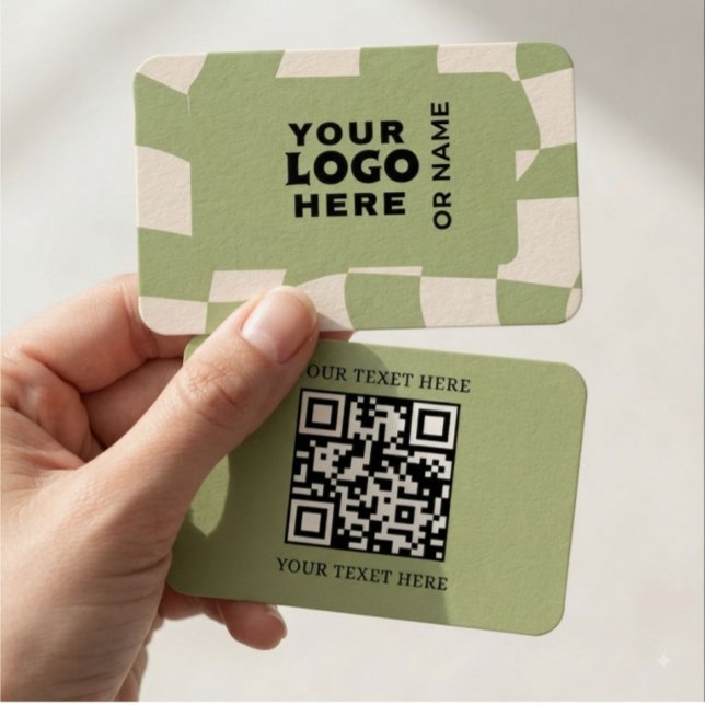 Modernt QR-kod-visitenkort | Minimalistisk grön Ch Visitkort (Skapare uppladdad)