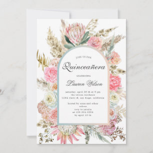 modernt quinceanera-fotokort för bohemisk blommigt spara datumet