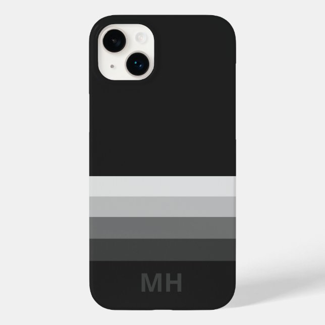 Modernt randigt monogram iPhone 14 fodral (Baksida)