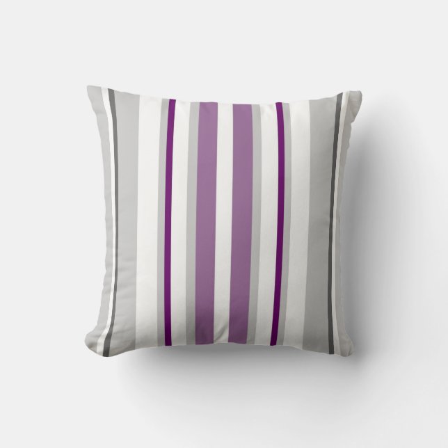Modernt randmönster på rödbrunt/Mauve/vit/grått Kudde (Framsida)