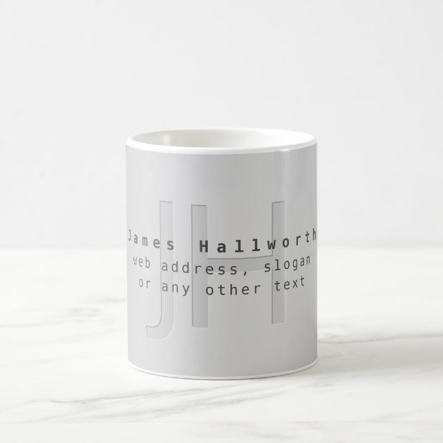 Modernt redigerbart namn & slogan | Grå gradient  Kaffemugg (Center)