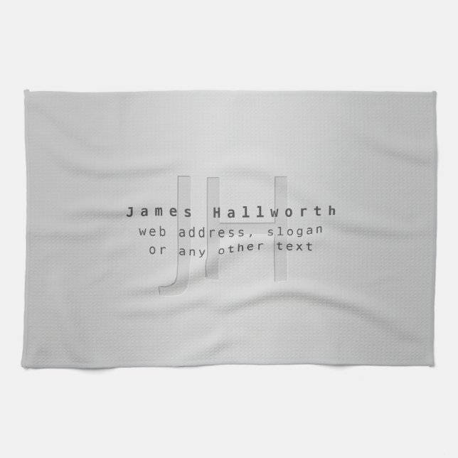 Modernt redigerbart namn & slogan | Grå gradient  Kökshandduk (Horisontell)