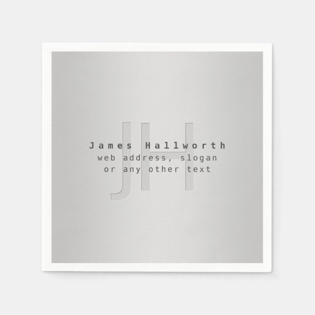 Modernt redigerbart namn & slogan | Grå gradient  Pappersservett (Framsidan)