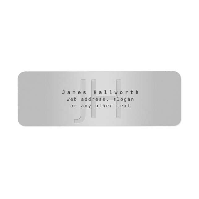 Modernt redigerbart namn & slogan | Grå gradient  Returadress Etikett (Framsidan)