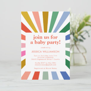 Modernt Regnbostbabyskor i Party Inbjudningar