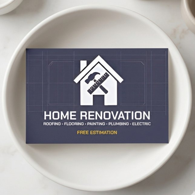 Modernt Ritning Hemrenovering & Proffsbyggare Visitkort (Skapare uppladdad)