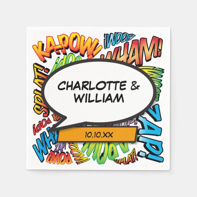 Modernt roligt pratbubbla för serietidningar pappersservett (Framsidan)