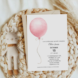 Modernt Rosa Balloon Girl Baby Shower Inbjudningar