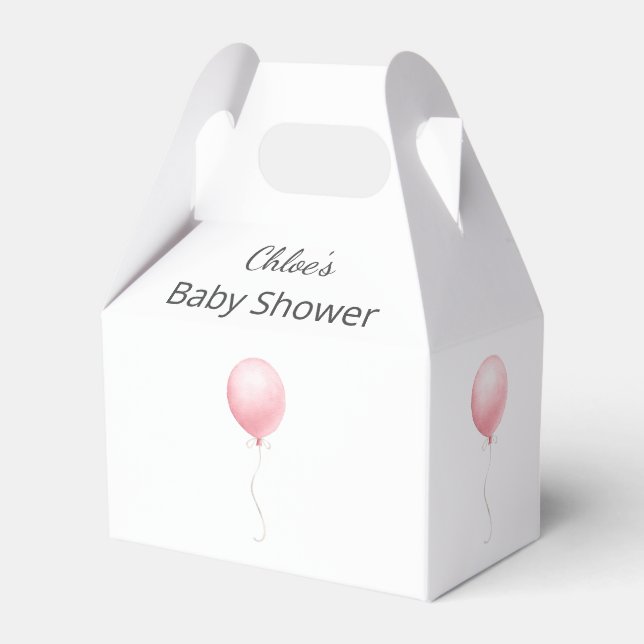 Modernt Rosa Balloon Girl Baby Shower Presentaskar (Framsidan Sidan)