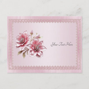 Modernt Rosa Blommor Postkort Vykort
