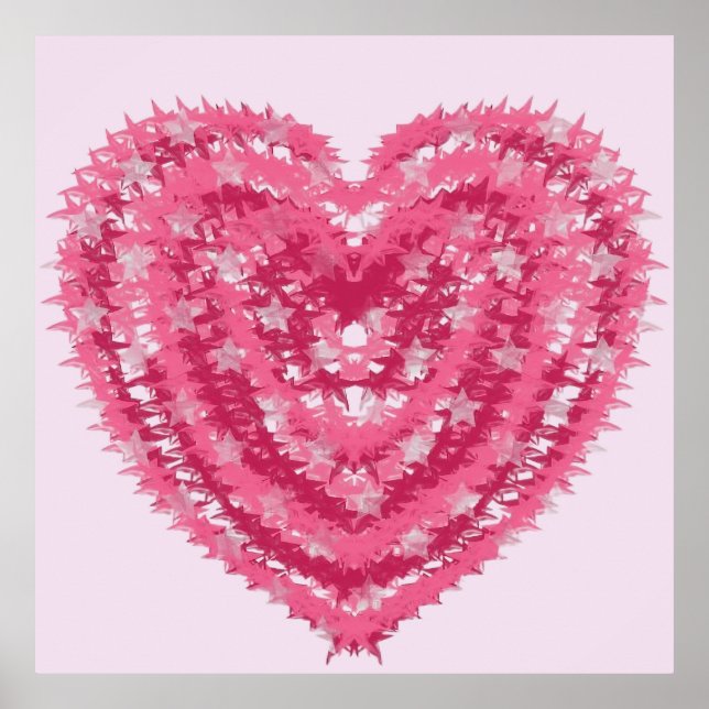 Modernt Rosa Konfett Hjärtat | Alla hjärtans dags  Poster (Framsidan)