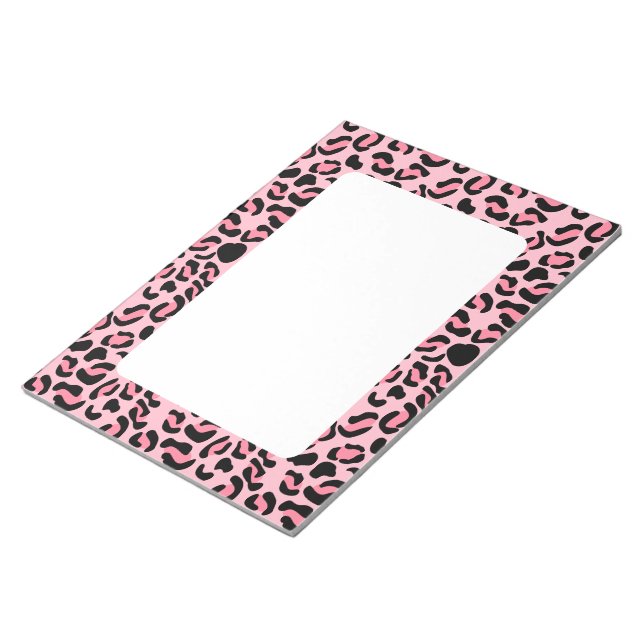Modernt rosa leopardmönster djur anteckningsblock (Vinklad)