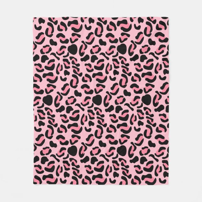Modernt rosa leopardmönster djur fleecefilt (Framsidan)