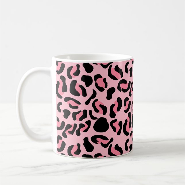 Modernt rosa leopardmönster djur kaffemugg (Vänster)