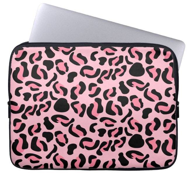 Modernt rosa leopardmönster djur laptop fodral (Framsidan)