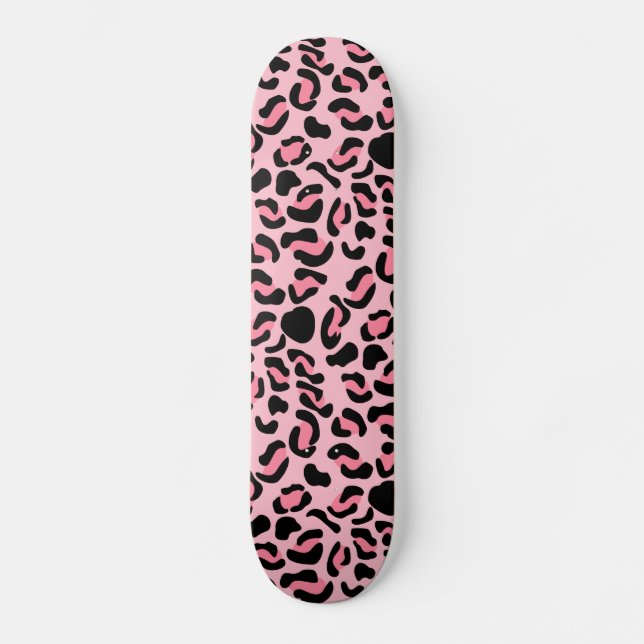 Modernt rosa leopardmönster djur mini skateboard bräda 18,5 cm (Framsida)
