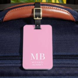 Modernt rosa monogram bagagebricka
