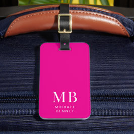 Modernt rosa monogram bagagebricka